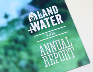 Annual Report Cover, Wisconsin Land + Water Logo
